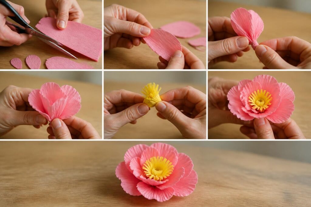 découvrez comment réaliser facilement une fleur en papier crépon sans utiliser de colle grâce à notre fiche technique simple et rapide, idéale pour tous les niveaux.