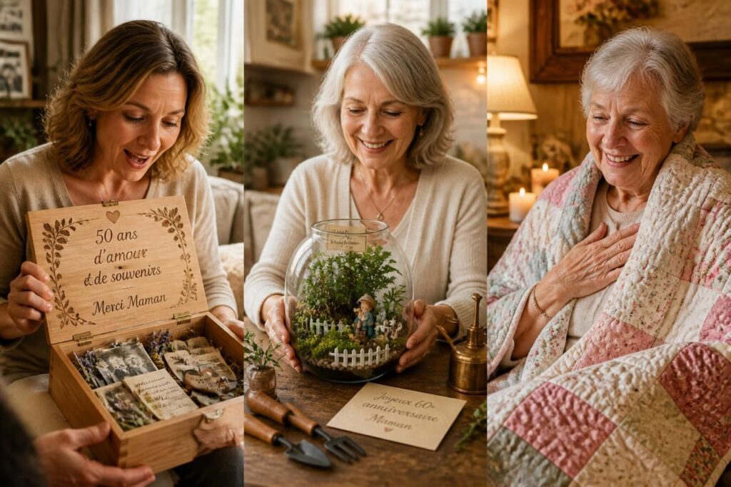 découvrez des idées de cadeaux d'anniversaire originaux et faits maison pour maman, parfaits pour célébrer ses 50, 60 et 70 ans avec amour et créativité.