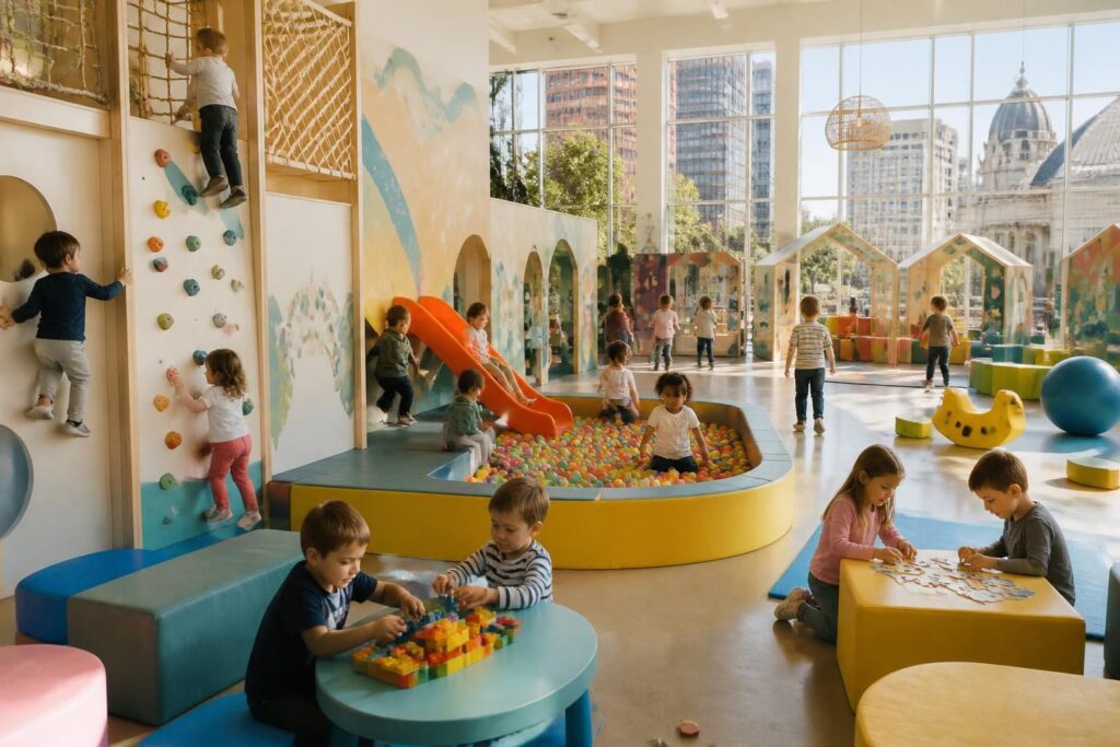 découvrez nos jeux d'intérieur pour enfants à villeneuve d'ascq, lille et marseille, adaptés à tous les âges pour des moments de fun et de sécurité garantis.