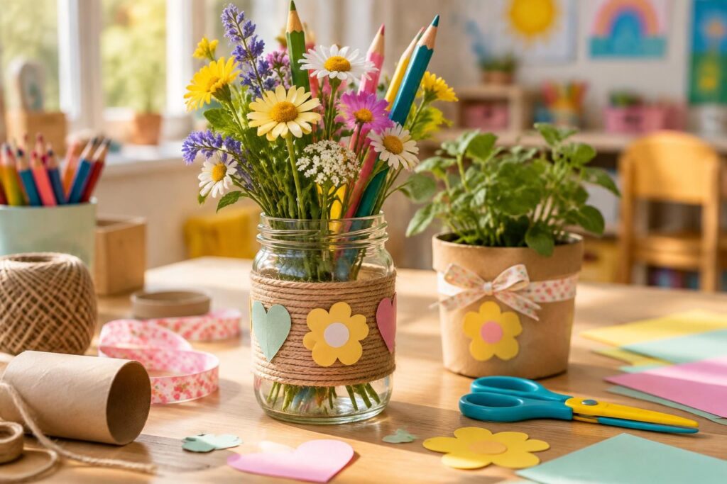 découvrez des idées de cadeaux pas chers et originaux à fabriquer soi-même pour remercier une maîtresse, une atsem ou l’équipe de maternelle.